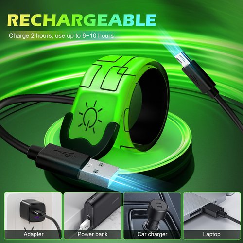 Xeiophoy LED Armband Rechargeable, 2 PCS 2024 Version LED Armbands for Night Running Cycling Walking Jogging, High Reflective Running Gear Adjustable Light Up Bands for Men Women and Kids, Green