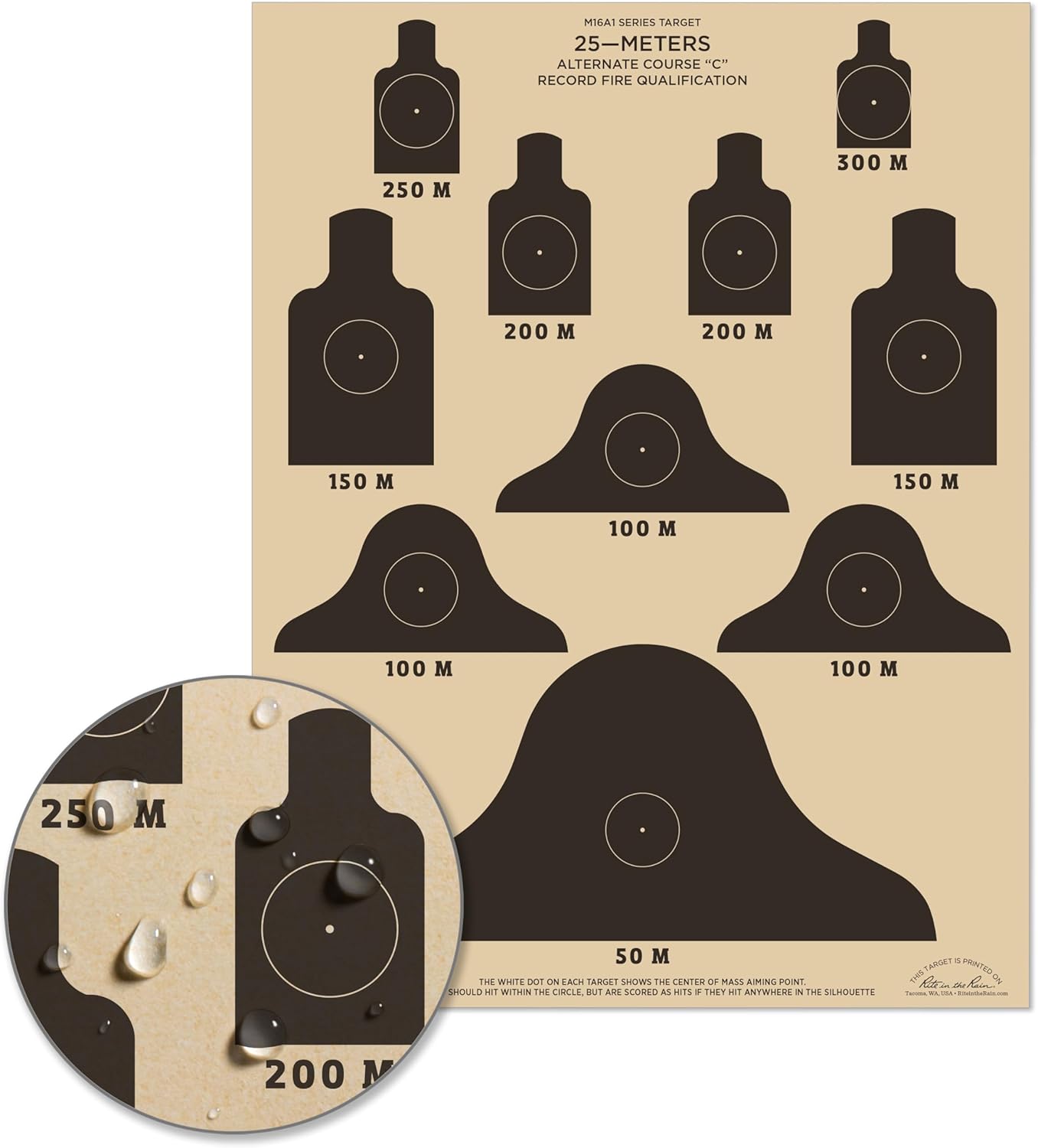 Rite in the Rain Weatherproof Diamond Pattern MOA Precision Distance Shooting Targets, 11" x 17", 25 Sheet Pack (No. TGMOALR-D)
