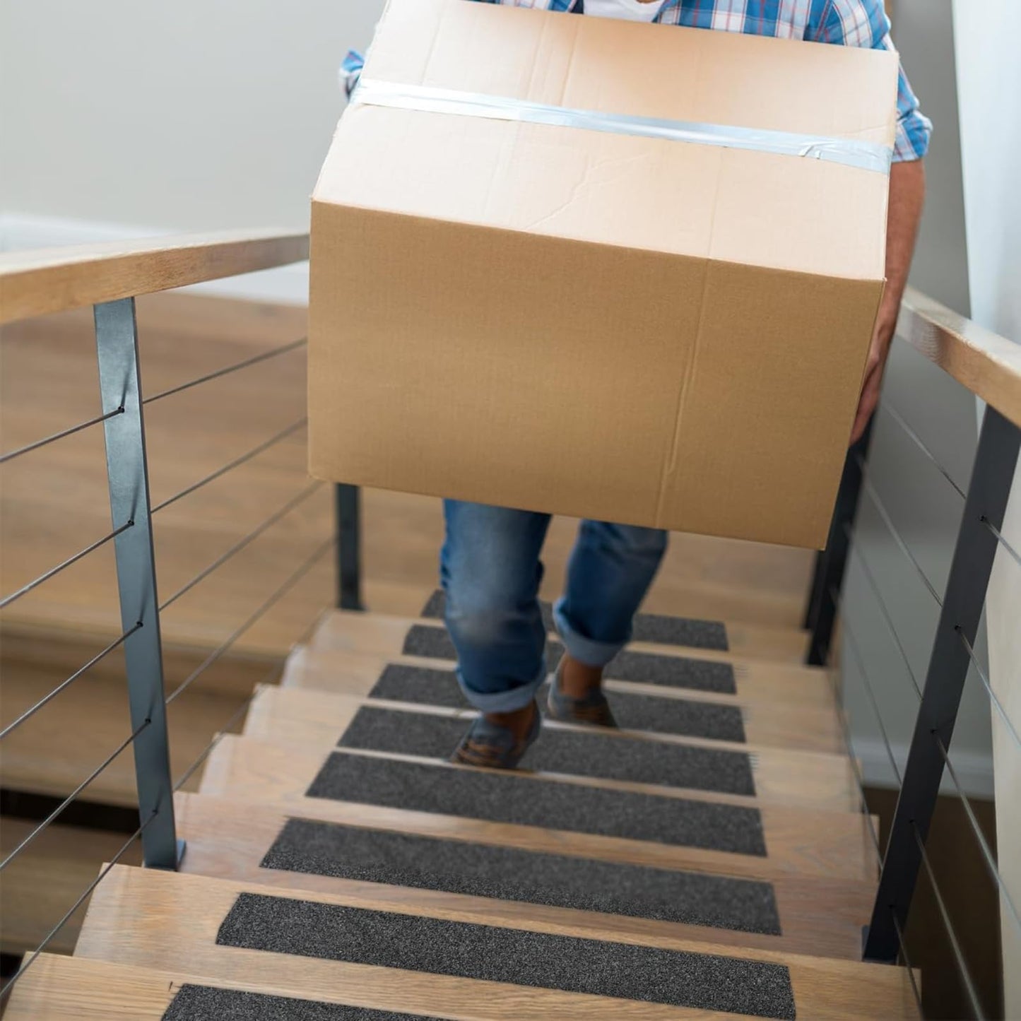 Farady Grip Tape Strong Adhesive Anti Slip Grip Tape Heavy Duty Non Skid Waterproof Safety Friction Tape for Stair, Ramps, Steps, Walkways, Floors, Indoor/Outdoor (Grey, 4in x 50ft)