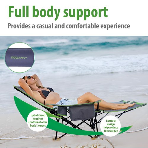 Reclining Double Camping Chair,Adjustable Backrest Two Person Beach Chairs with Foot Rest,Folding Camping Loveseat,Support 600lbs,Lounge Chair Outdoor,Office,Removable Headrests,Cooler Bag,Cup Holder