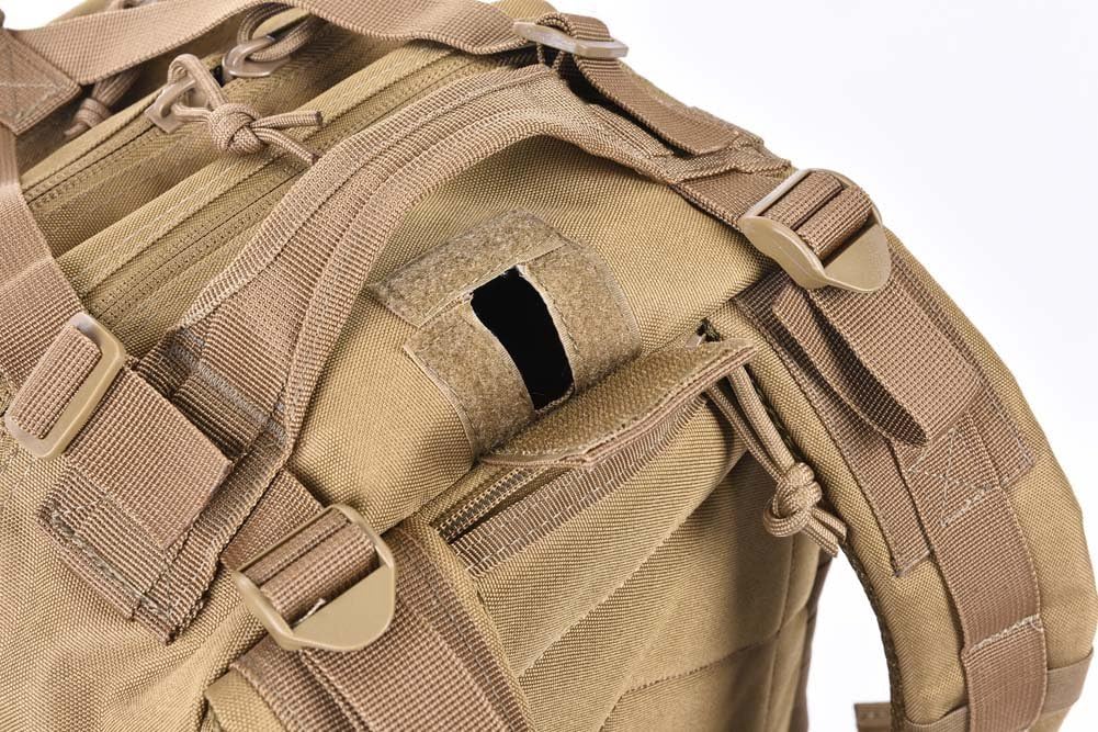 REEBOW GEAR Tactical Backpack Army Molle Military Style Assault Pack Bug Bag Backpacks 34L Daypack (With Flag Patch, Black)