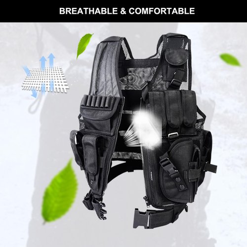 YAKEDA Tactical Outdoor CS Game Vest Adjustable Fit Adult (Black)