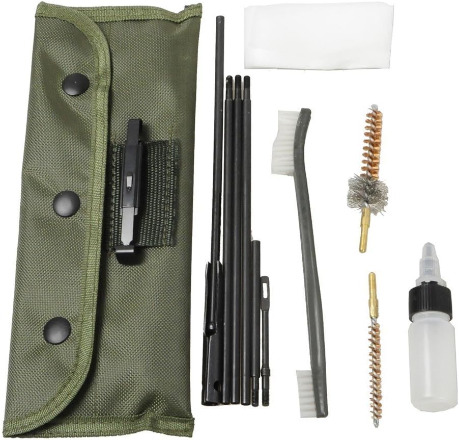 Rifle Gun Cleaning Kit Set Shotgun Cleaner Brush Rod Maintenance for .22cal .223 556 Caliber with Durable Pouch Accessories