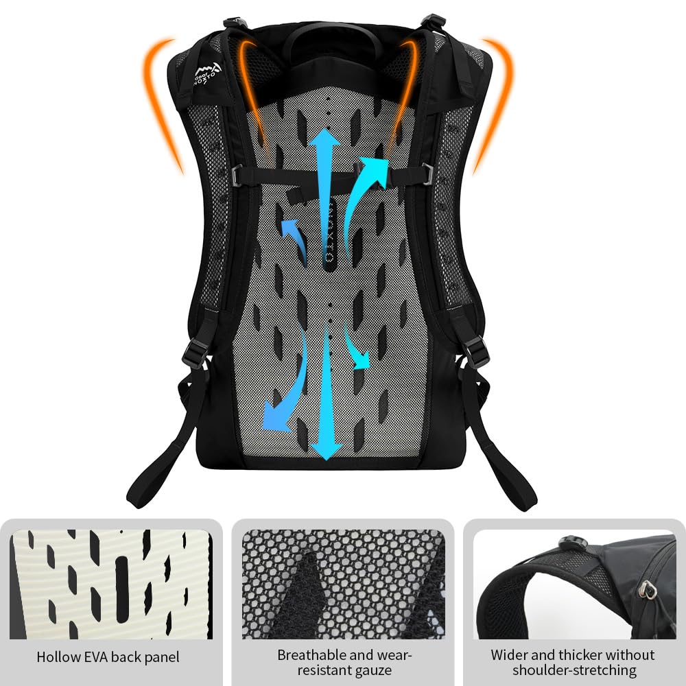 IX INOXTO Hiking Hydration Backpack with 3l Water Bladder for Women and Men 25L Water Backpack for Hiking, Cycling, Running, Climbing, Camping (Orange) (Black)
