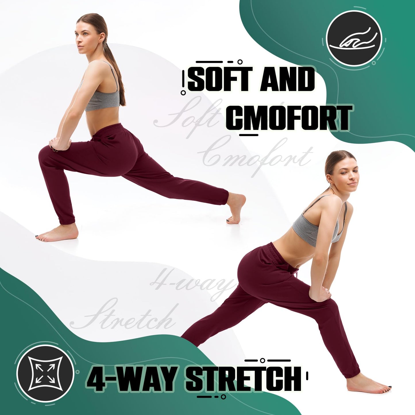 Walifrey Womens Joggers with Pockets, Drawstring Sweatpants Women for Lounging Jogging Gym and Workout Red,1 Pack Red M