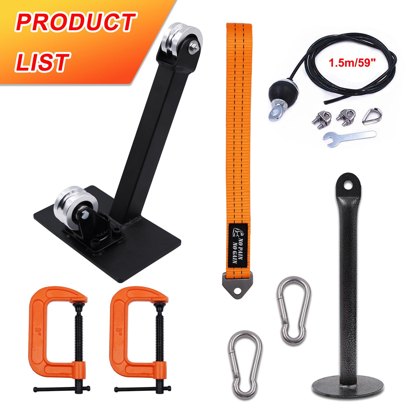 Arm Wrestling Pulley Training System Kit for Table - Professional Forearm & Wrist Strengthener with Aluminum Rotating Pulleys, Adj. 1.5m Cable, Loading Pin, Training Strap for Home Gym