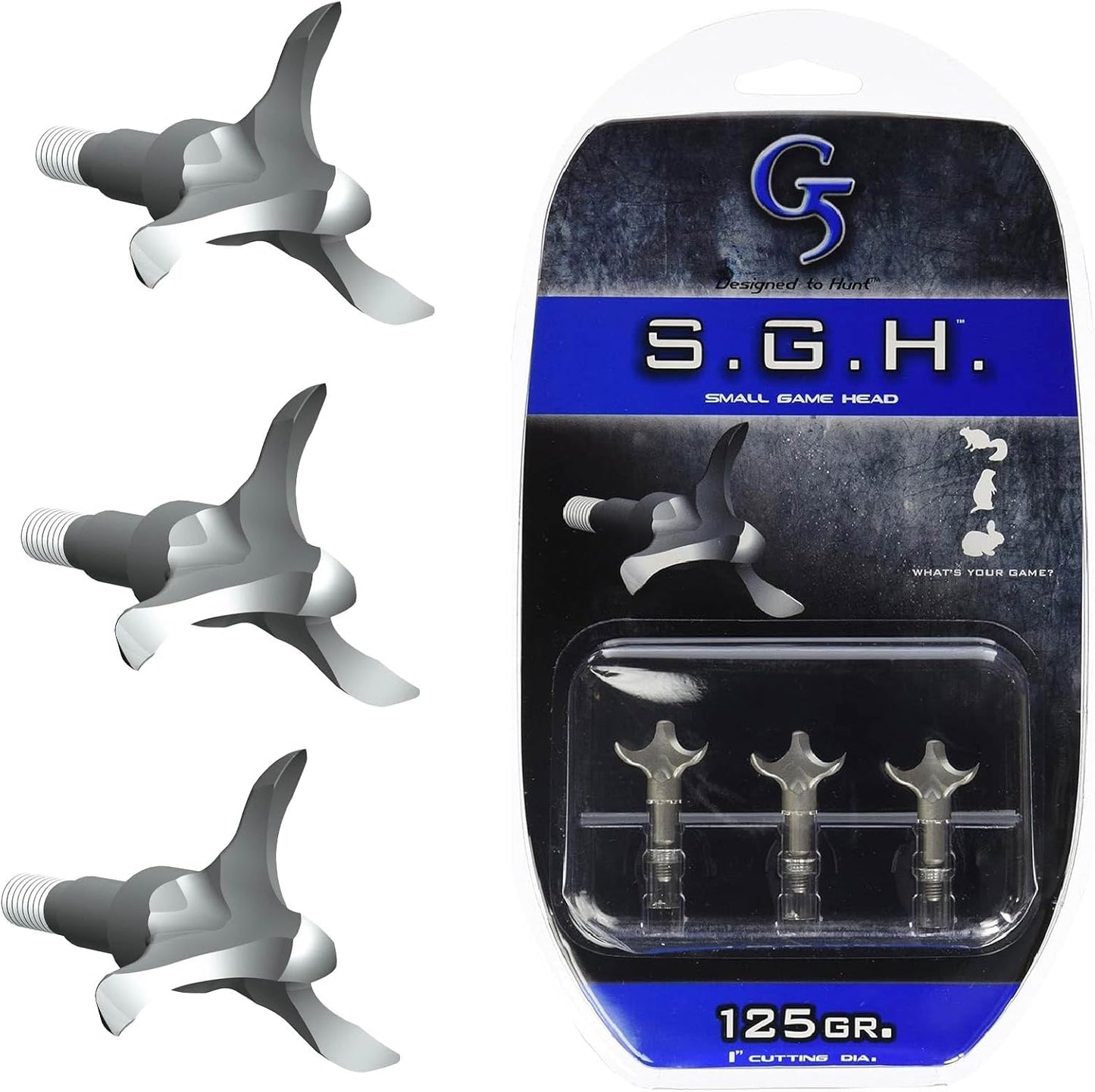 G5 S.G.H. (Small Game Head) - Archery Hunting 100/125 Grain Stainless Steel One-Piece Construction 1" Cutting Diameter Broadhead