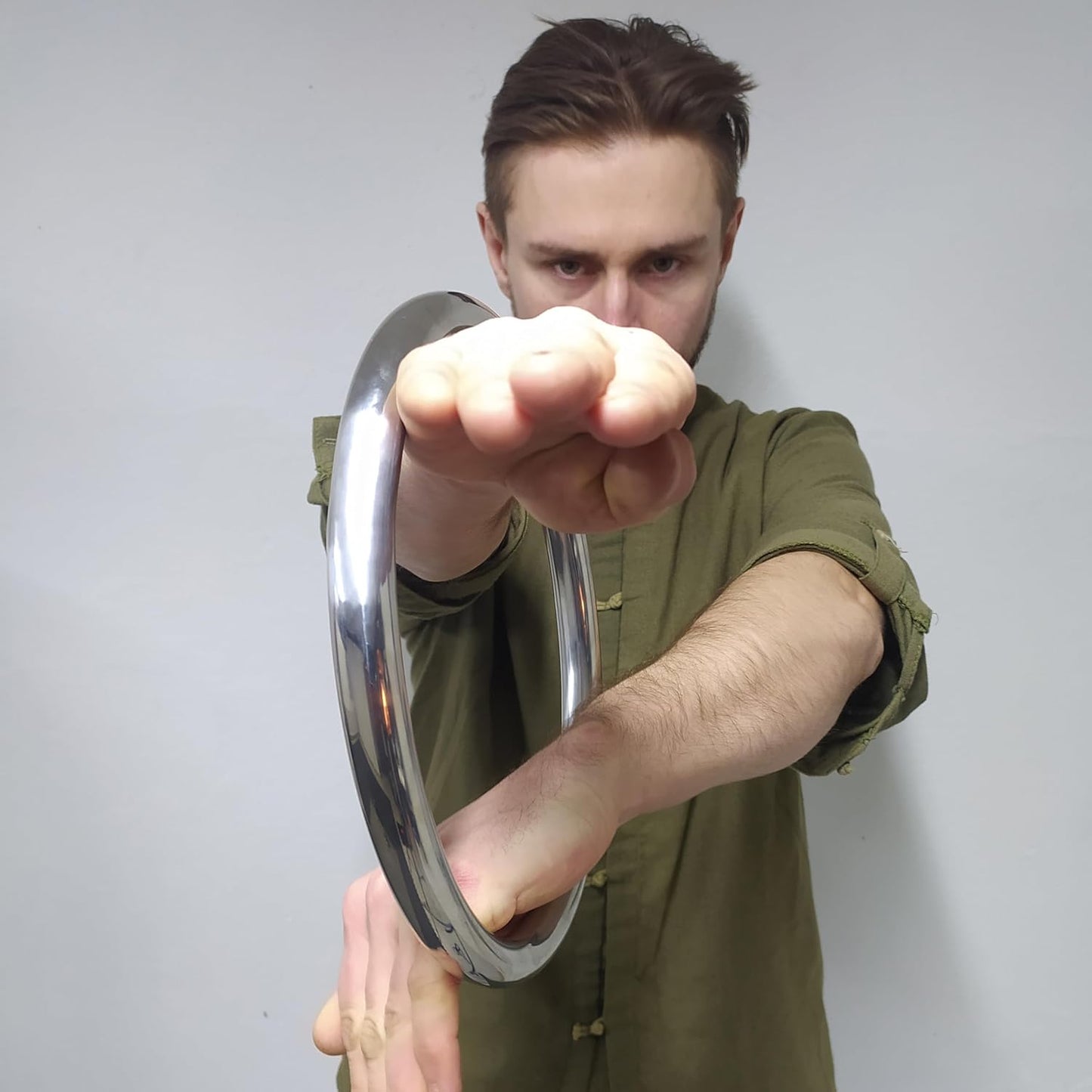 HYOUT Wing Chun Stainless Ring Yewen Sau Sticky Hand Strength Training Tsun Siu Lum Kung Fu Self Defense