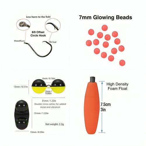 Hungry-Cat Tackle Premium Catfish Ready Rig, 2-Pack, Bright Green/Red, with 3 oz Egg Sinker Weights.