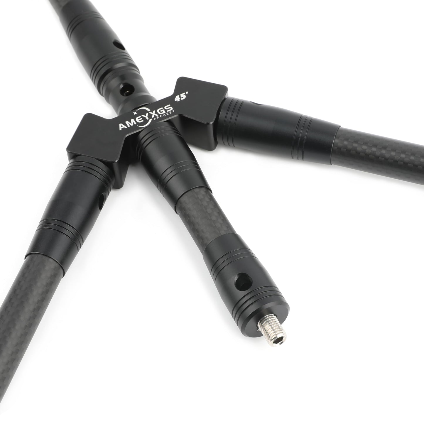 AMEYXGS Archery Bow Stabilizer Set 4/5/10/12/28/30 inch 3k Carbon Bow Balance Bar with Stabilizer Rubber and Weights for Recurve Bow and Compound Bow (40° V bar, Black, 1x 30 inch,2X 12inch,1x 5inch)