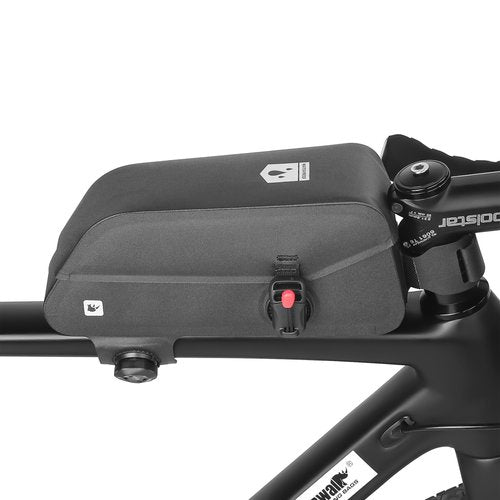 Rhinowalk Bike Top Tube Bag Bike Frame Bag with Magnetic Flap Fully Waterproof and Stable Bicycle Frame Bag Bicycle Bag Professional Cycling Accessories for Mountain Road Bike-Black