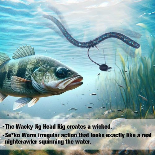 Weedless-Wacky-Rig-Hooks-Weedless-Jig-Head Worm Weights Hook for Bass Fishing 10 Pack (3/16oz (5.25g)-10 Pack)