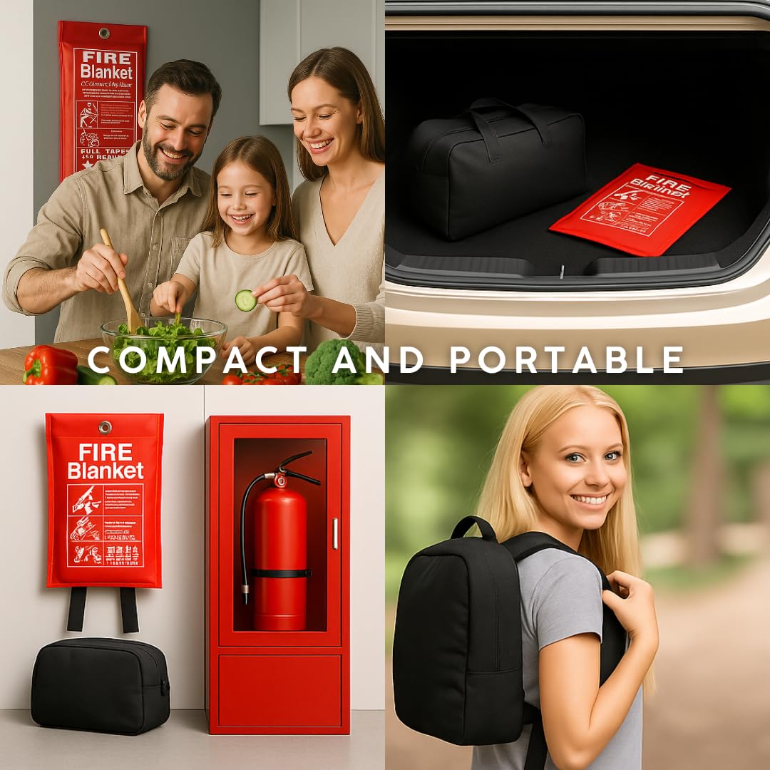 AMBAS Emergency Fire Blanket - Durable, Compact, and Easy-to-Use Fire Suppression Blanket for Home, Kitchen, and Camping - Heat Resistant and Safety Certified