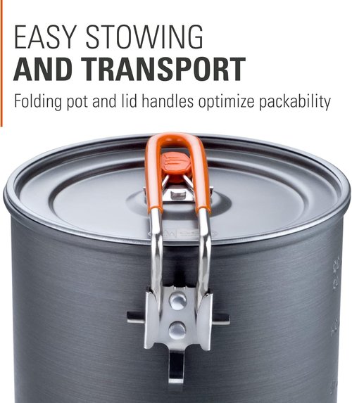 GSI Outdoors Halulite Boiler Ultralight Hard-Anodized Pot with Folding Handle, Fast-Heating Camping Cookware for Backpacking, Hiking & Outdoor Cooking