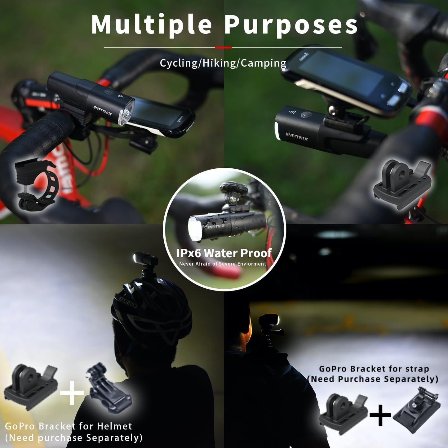 Navi 800 Smart Bike Light, Auto On/Off, 3350 mAh USB Type-C Rechargeable Bicycle Front Lamp, 800 Lumen Multi-Mode Super Bright LED Bike Headlight, IPX6 Waterproof, Aluminum Frame, 5 Light Modes.