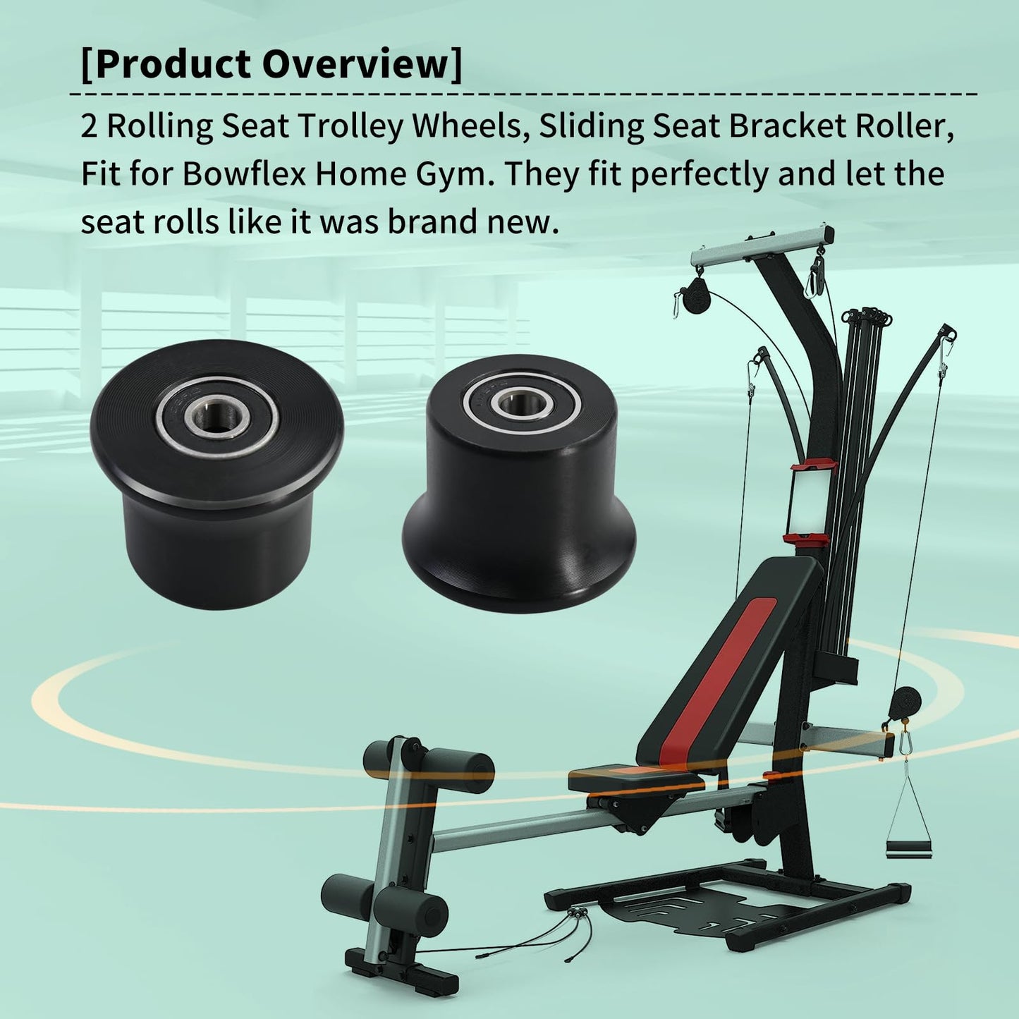 4 Rolling Seat Trolley Wheels,Sliding Seat Bracket Roller, Fit for Bowflex Home Gym Compatible Models Blaze, Classic, Elite, Motivator2, Pr1000, Sport, Conquest, Ultimate2, Schwinn Comp, Revolution