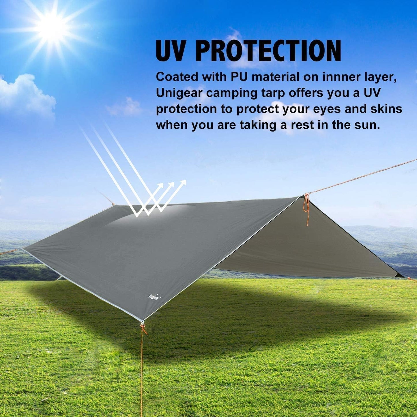 Unigear Hammock Rain Fly, 16.4/14.4/13/10ft Camping Tarp, UV Protection & Waterproof & Lightweight for Camping, Backpacking and Outdoor Adventure (Brown,10 * 10ft)