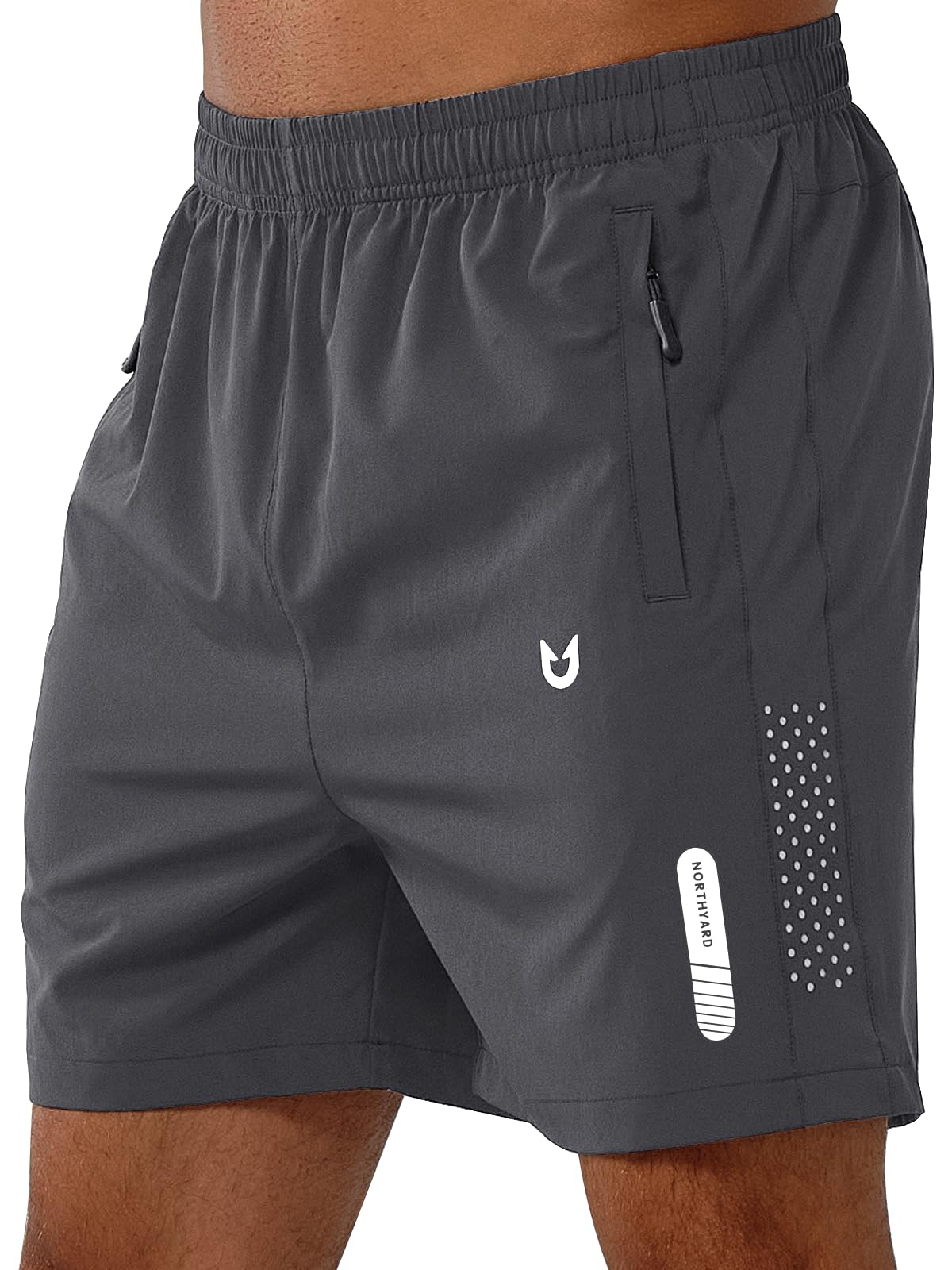 NORTHYARD Men's Athletic Running Shorts Gym Workout 7"/9"/5" Quick Dry Lightweight Sports Basketball Tennis 3 Zipper Pockets DARKGREY-5inch 4XL