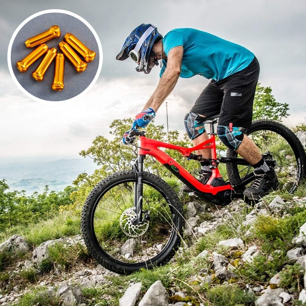 HZJD Bike Cable End Caps, Cable End Crimps, Cable Caps for Bike Shift Alloy, Bicycle Brake Cables End Caps(48PCS), O-Ring Brake Cable Rubber Donuts(6PCS)