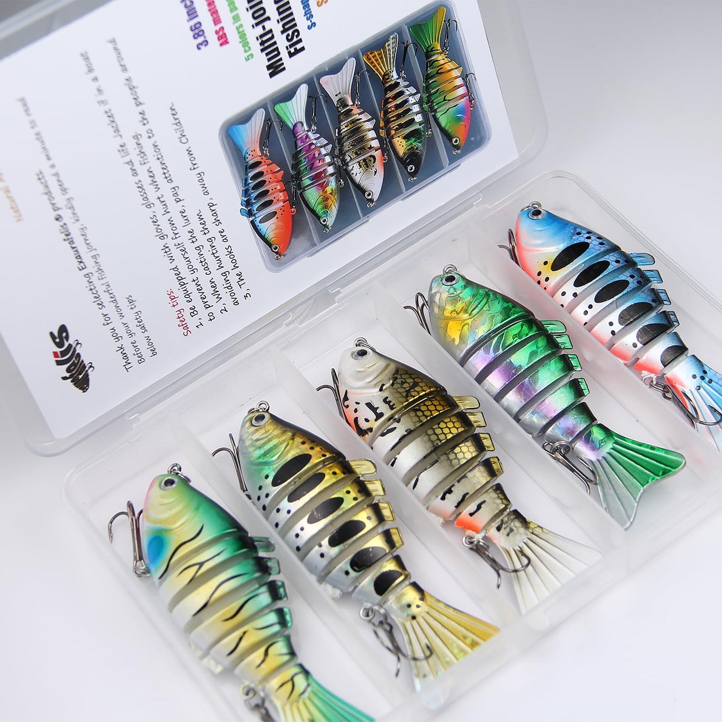 EXAURAFELIS 5pcs 7 Segment Multi-Jointed Swimbaits Fishing Lures for Bass Trout Perch Slow Sinking Lifelike Fishing Lure Kit Swimming Lures Freshwater Saltwater