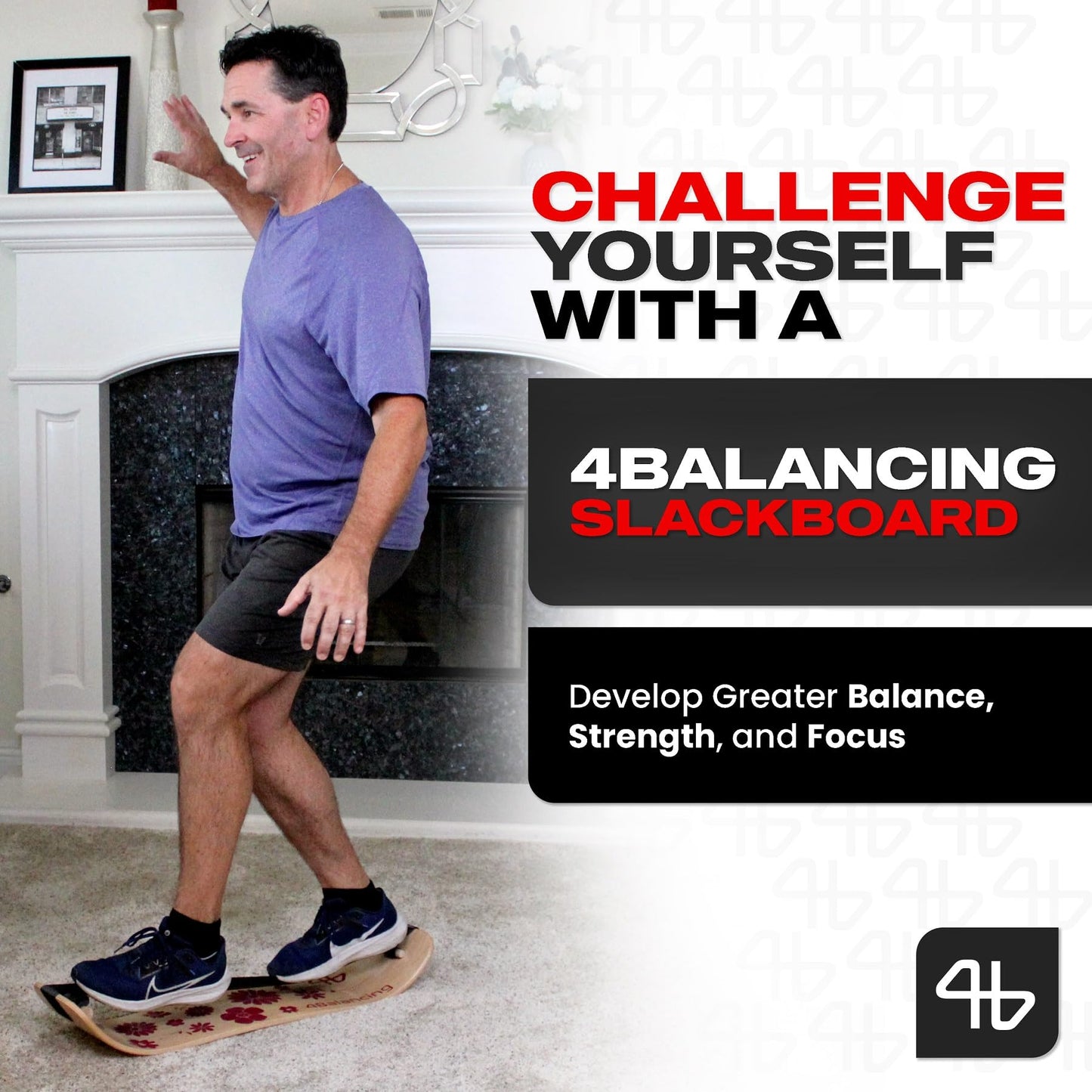 4Balancing Balance Trainer for Adults - Slackboard Standing Desk Balance Board and Home Workout Equipment, Balancing Trainer for Yoga, Strength, Coordination, Concentration - Flowers with Stems