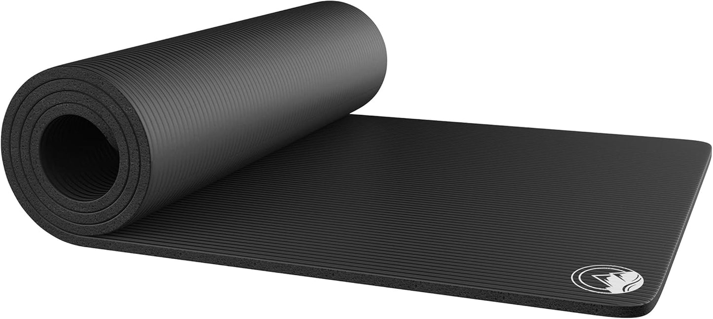 Foam Sleeping Pad - Lightweight 0.5-Inch Mat for Camping, Cots, Tents, Backpacking, and Yoga - Non-Slip and Waterproof with Handle by Wakeman (Black)