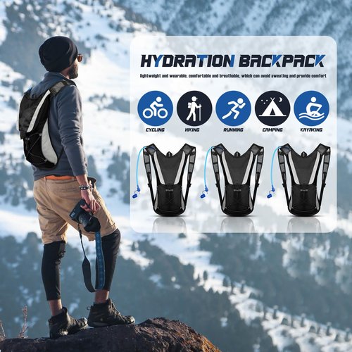 Reginary 3 Pcs Hydration Pack Backpack 2l Water Bladder Lightweight Water Backpack for Hiking, Running, Cycling, Climbing, Camping, Biking Outdoor Men Women
