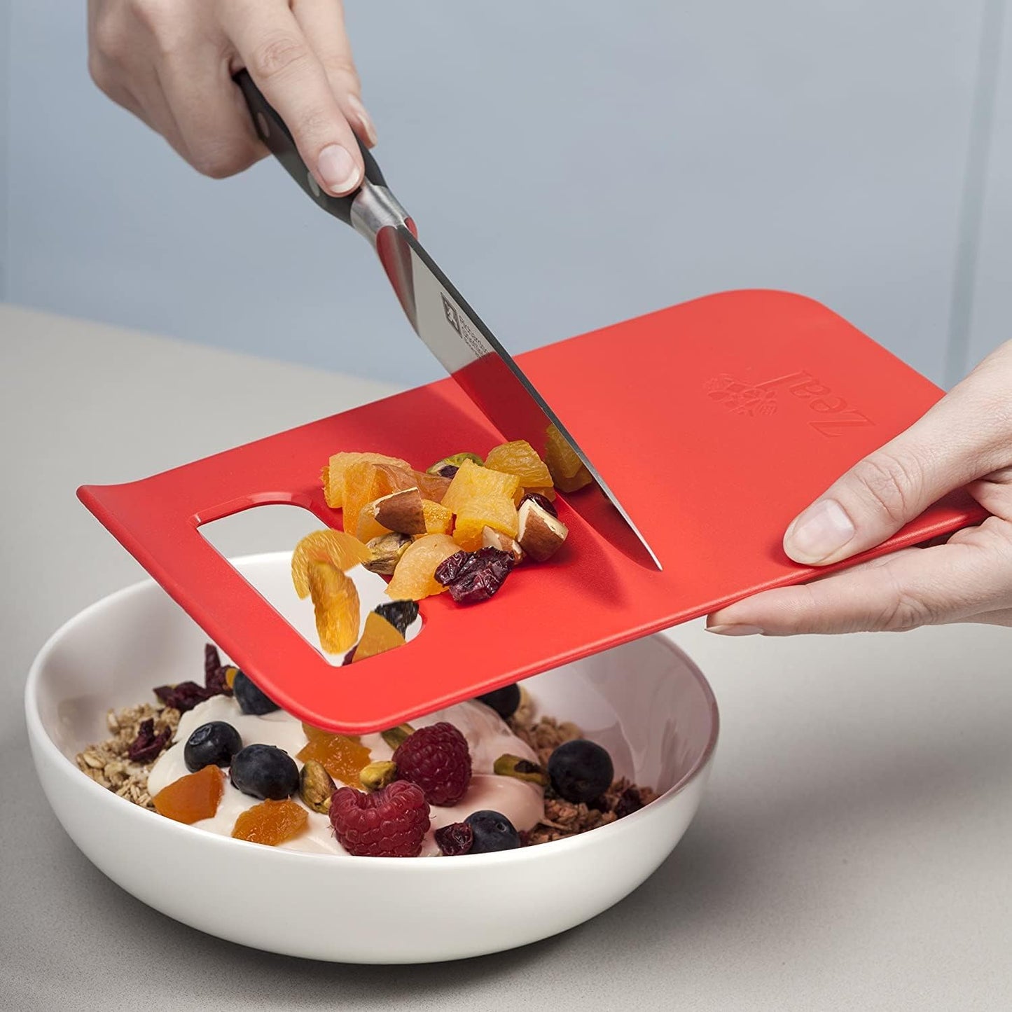 Zeal Straight to Pan Cutting/Chopping Board, 22L x 15W cm, Red 22x15cm