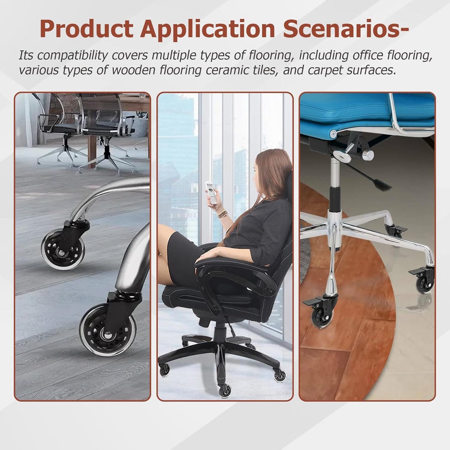 5 Office Chairs with 2-Inch 360 ° Swivel Rubber Wheels