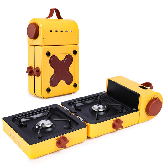 Aircity 2 Burner Folding Camping Stove - Portable Propane Stove with Adjustable Burners, Perfect for Camping, Picnics, Outdoor Activities, and Emergency Use (16,000 BTU)