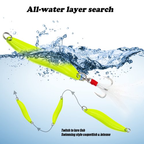 FREGITO Fishing Lures,Fishing Spoons, Colorful Casting Fishing Spinner Hard Baits Tackle Single Hook for Trout Bass Salmon Freshwater Saltwater with Metal Hooks (10pcs Glow Color)