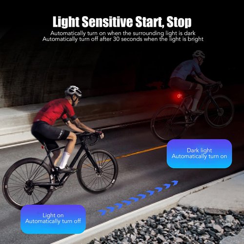 Sensing Tail Light, and Sensitive Brake LED Rear Light, USB Charging, IPX5 Waterproof, for Road Mountain Bikes