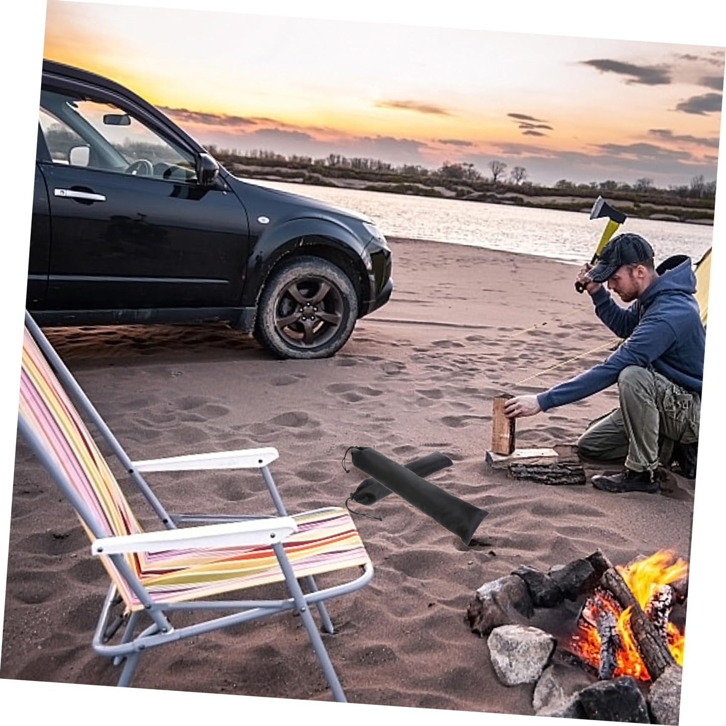 4Pcs Tent Pole Bag Walking Stick Bag Hiking Poles Bag Pole Carry Case Tarp Pole Bag Fishing Rod Bag Alpenstock Buckle Storage Bag