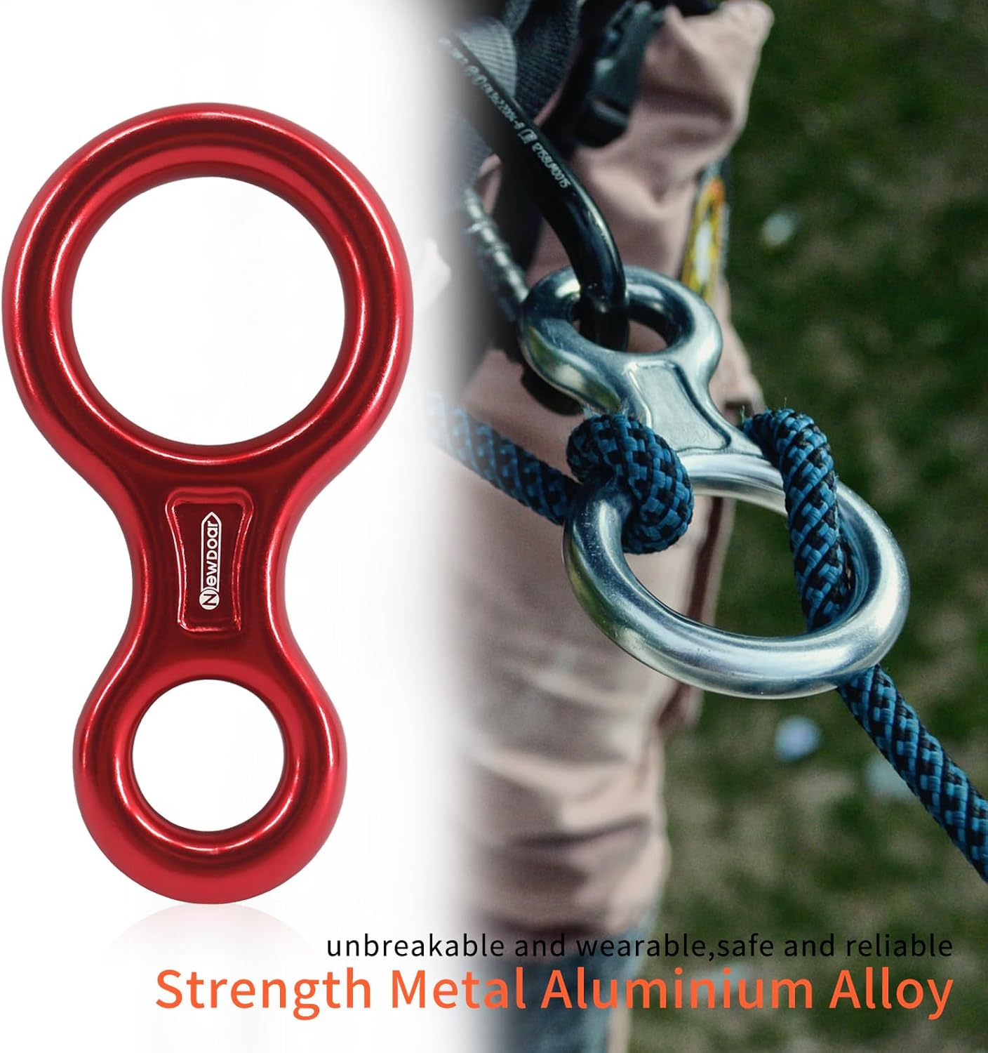 NewDoar Climbing Gear Downhill Equipment, Descender Rappel Rock Climbing Descending Belaying Equipment Rescue Figure 8 Descender Rigging Plate 35KN for Climbing Belaying and Rappeling Device