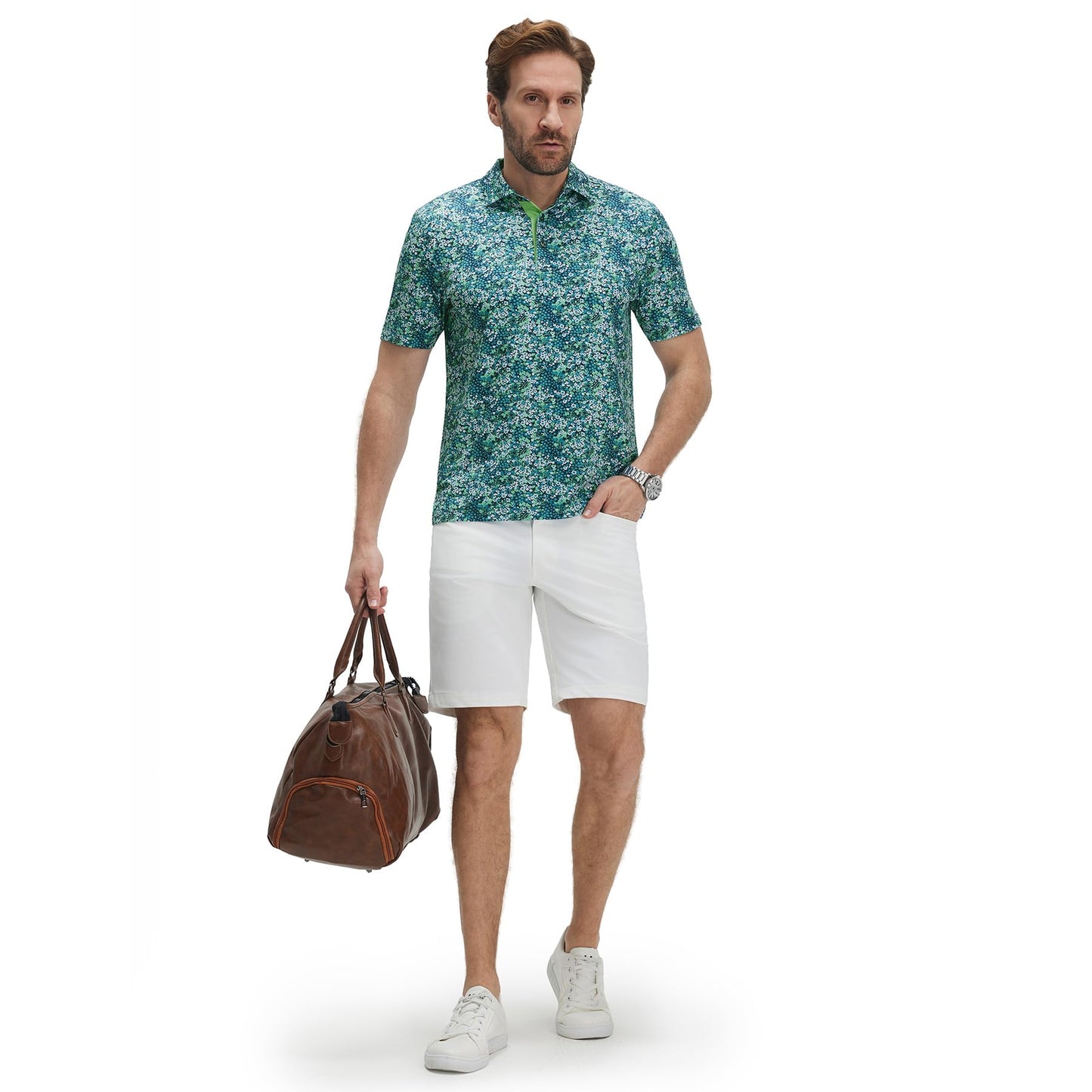 M MAELREG Golf Shirts for Men Dry Fit Print Patterns Performance Moisture Wicking Mens Polo Shirts Short Sleeve