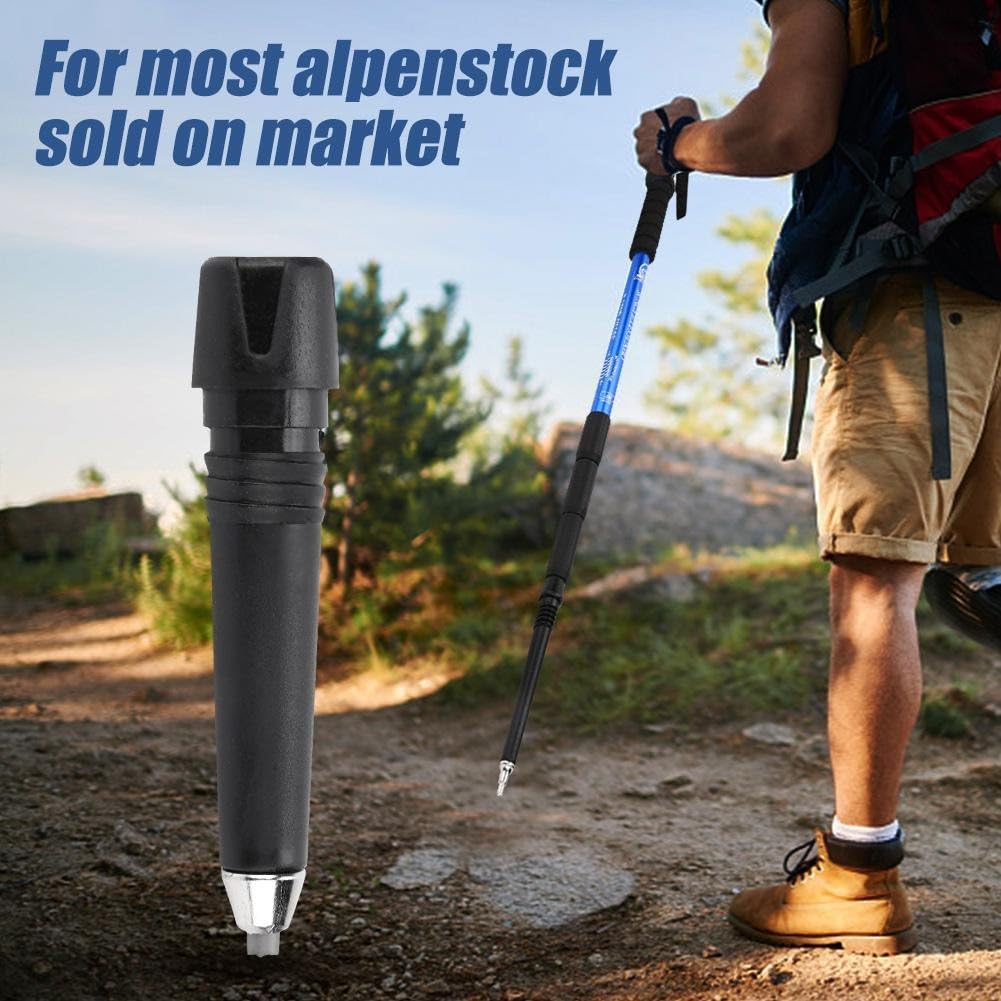 Alomejor 4-Pack Tungsten Carbide Trekking Pole Tips Replacement for Hiking Walking Sticks - Black Tips for Camping Outdoor Adventures