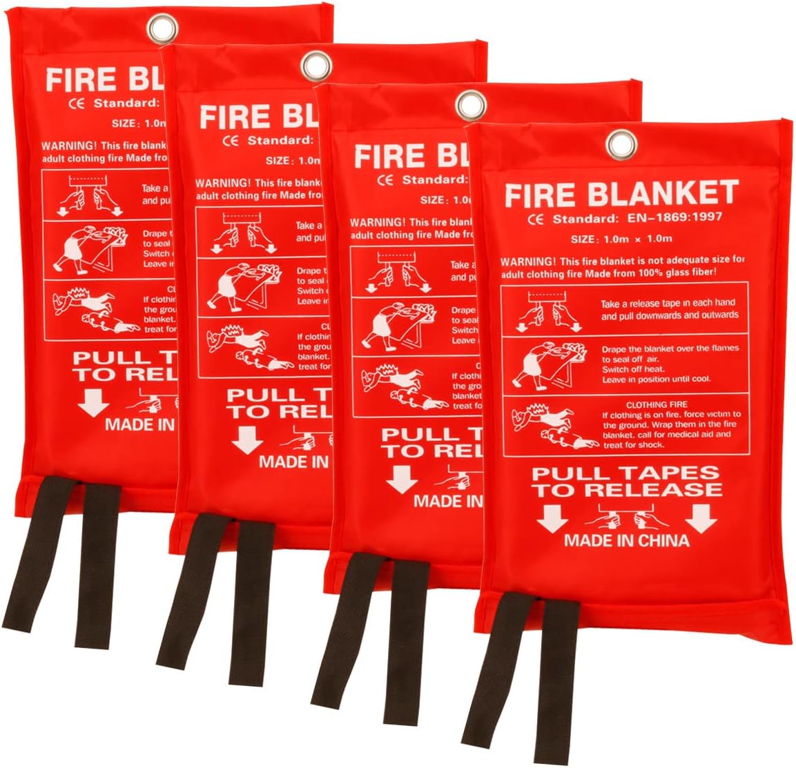Aksipo Fire Blanket Fiberglass Fire Emergency Suppression Flame Retardant Blanket Emergency Survival Safety Cover for Kitchen Home House Car Office Warehouse, 2 Pack (39.3X 39.3 inch)