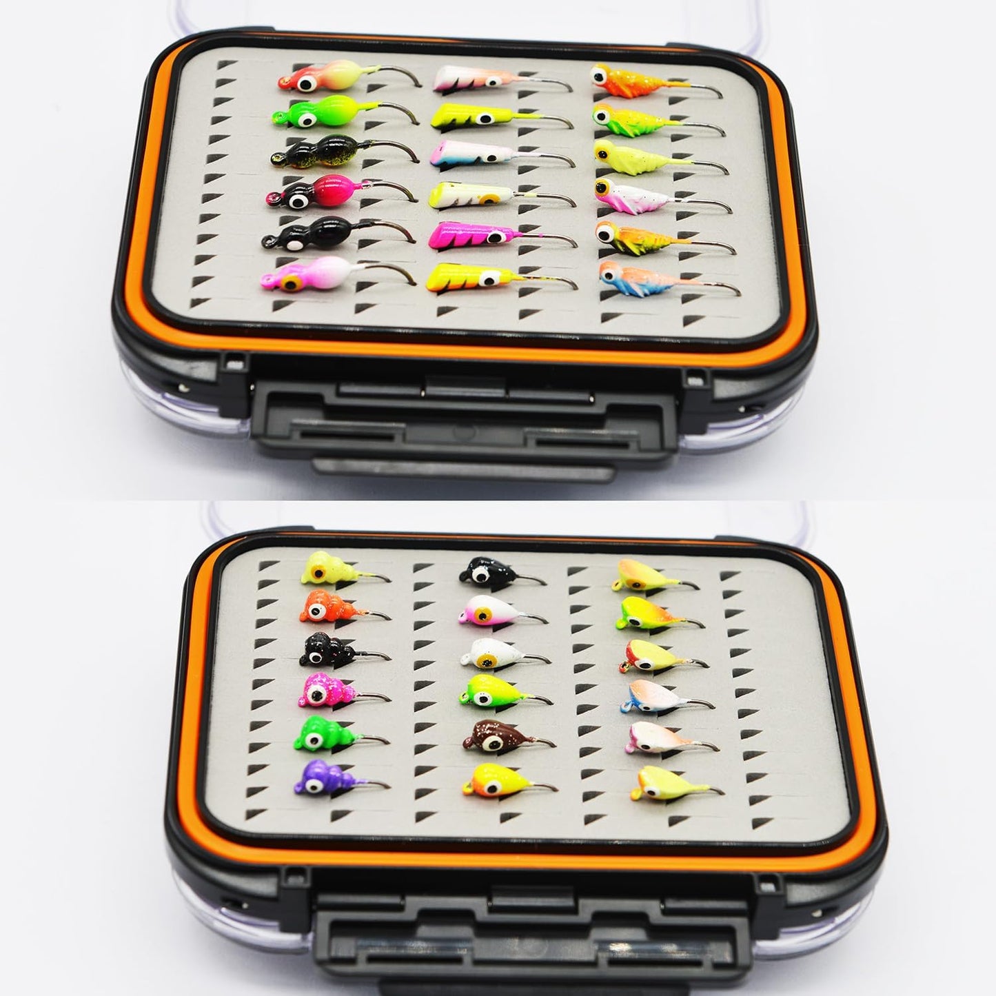 Alichino Ice Fishing Jig Set Ice Fishing Lures for Panfish Crappie, Ice Jig Head Hook Set (Lead ice jig Sets 6 Types 36 pcs with Box)