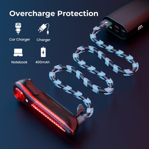 BCOIIUE Smart Bike Tail Light, Brake Sensing Rear Lights with 6 Modes, USB Rechargeable