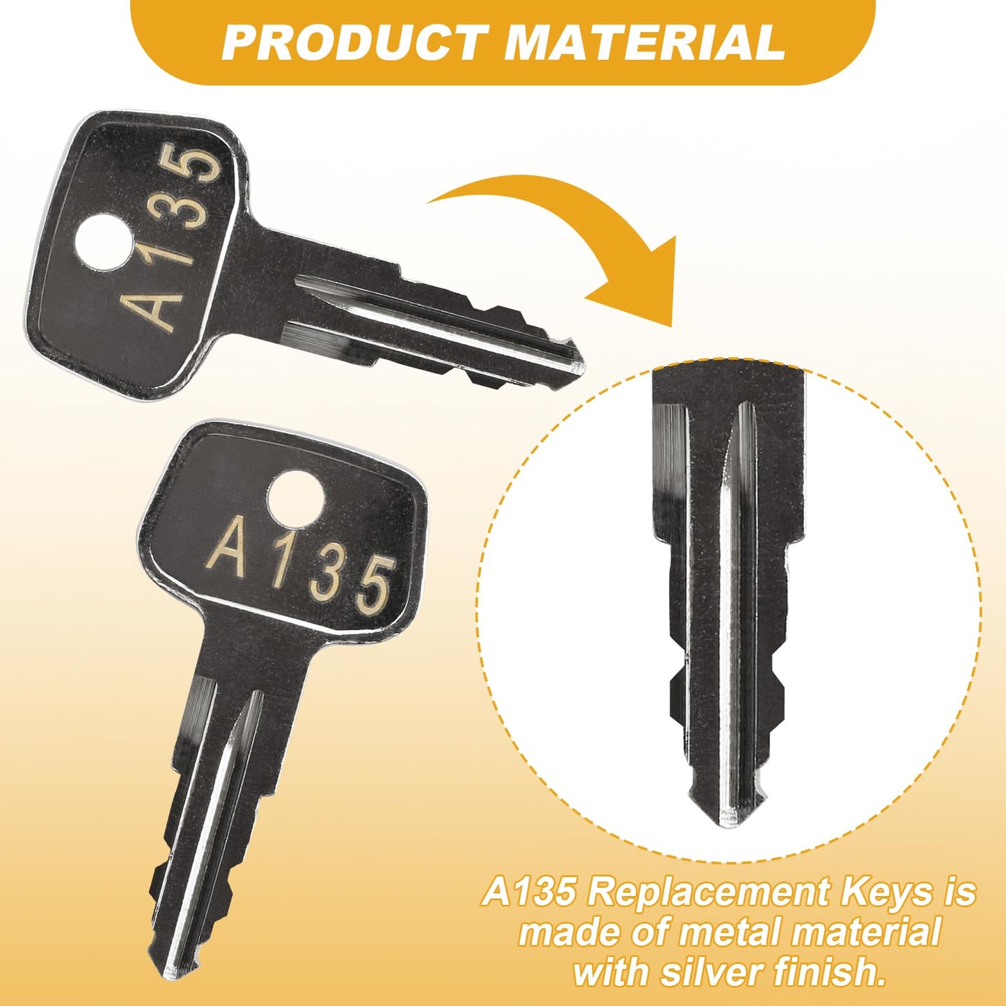 A135 SKS roof Rack Key，Replacement Keys for Yakima SKS Ski,Cargo Box,Roof,Carrier Racks and Crossbars[2 pcs]