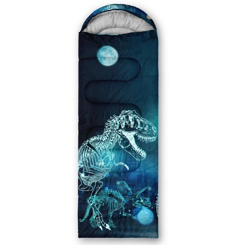Sleeping Bags for Adults and Kids Camping Sleeping Bags for Girls and Boys Lightweight Waterproof Cold/Warm Sleeping Bag for 3 Season (Blue Dinosaur, Single -31.5x90.5)