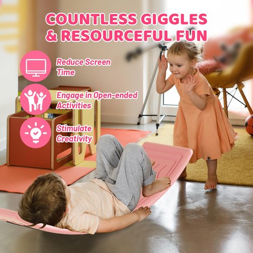 Wobble Balance Board for Kids Toddler,31 Inch Rocker Board Large Balance Trainer for Teens Adults Up to 165 LBS, Montessori Open Ended Learning Toy, Exercise and Yoga Curvy Board for Office Classroom
