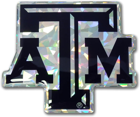 Elektroplate Officially Licensed Texas A&M University Silver Reflective Decal | Premium 3D Domed All Weather Vinyl Sticker for Car, Water Bottle, Device, Cooler, Toolbox & More | Made in The USA
