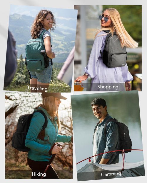 WATERFLY Lightweight Packable Hiking Backpack: 20L Small Foldable Travel Bag Resistant Backpacks for Women Men Camping Vacation Beach Park Outdoor Sports Daypack