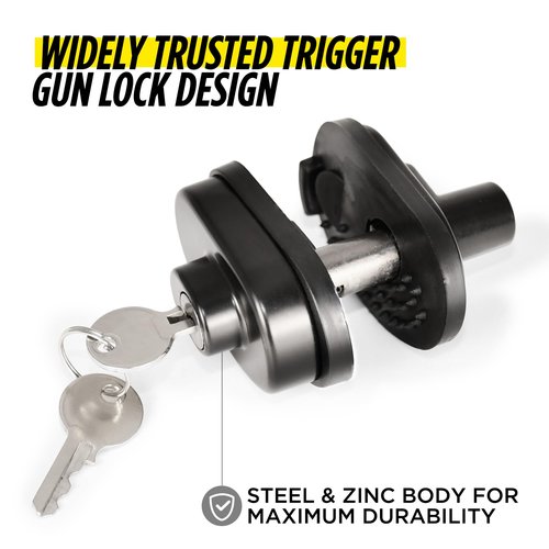 Guard Dog Security Trigger Lock, Gun Lock with Key, Adjustable Ratchet Mechanism, Easy-to-Attach Gun Locks with Protective Rubber Pads for Pistols, Rifles, & Shotguns (Black)