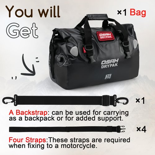 Waterproof Duffel Bag - Motorcycle Dry Bag Tail Bag with Large Storage Space, Waterproof Luggage Duffle Bags with Outer Mesh Zipper Pocket for Camping, Kayaking, Fishing & Traveling