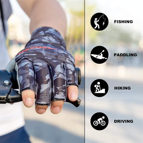 BASSDASH ALTIMATE Fishing Gloves Sun Protection Fingerless Hunting UPF 50+ Men’s Women’s UV Gloves