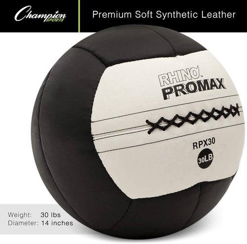 Champion Sports RPX16 Rhino Promax Slam Balls, 16 lb, Soft Shell with Non-Slip Grip, Medicine Wall Exercise Ball for Weightlifting, Plyometrics, Cross Training, & Home Gym Fitness