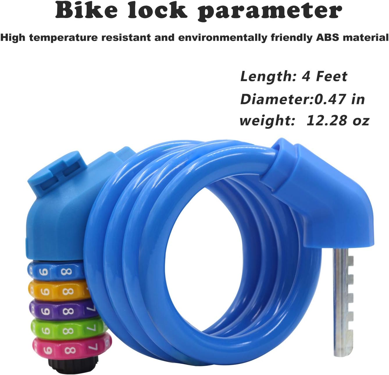 Sport Bike Lock Cable, 4-Feet Bicycle Cable Lock with 5-Digit Resettable Combination Bike Cable Lock Orange