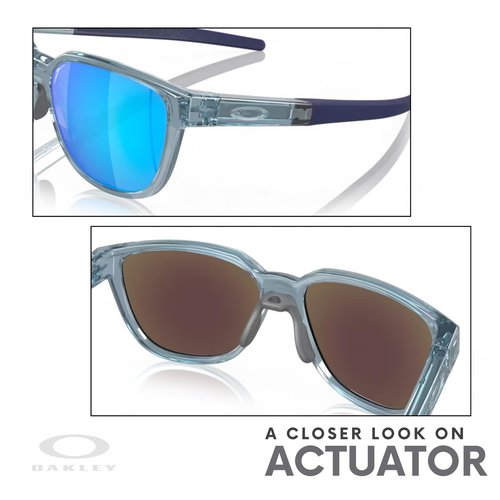 Oakley Actuator OO9250 925006 57MM Transparent Stonewash/Prizm Sapphire Rectangular Sunglasses for Men + BUNDLE Accessory Leash +BUNDLE ACCESSORY EYEWEAR Kit